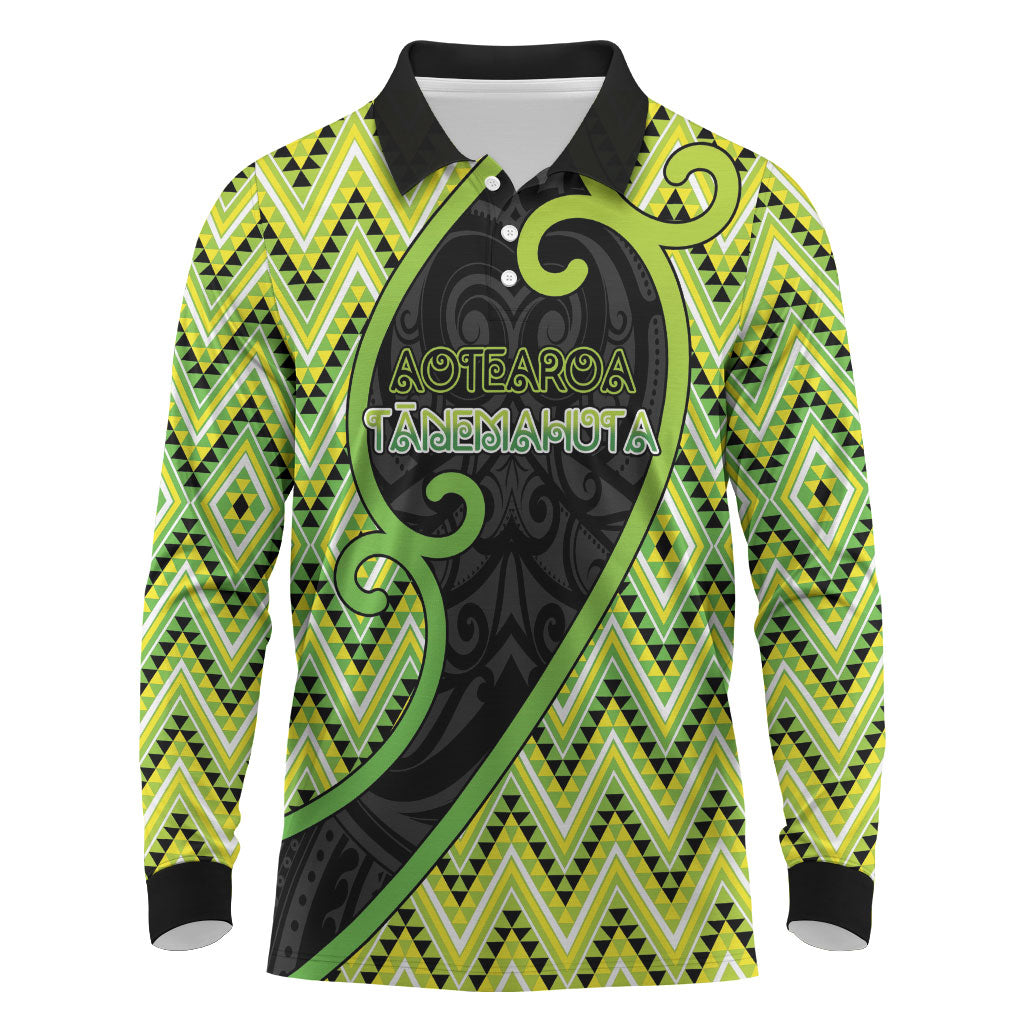 Custom Aotearoa Atua Tanemahuta Long Sleeve Polo Shirt God Of Forests Koru Patterns Koru Patterns