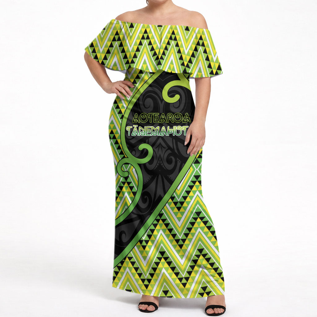 Custom Aotearoa Atua Tanemahuta Off Shoulder Maxi Dress God Of Forests Koru Patterns Koru Patterns