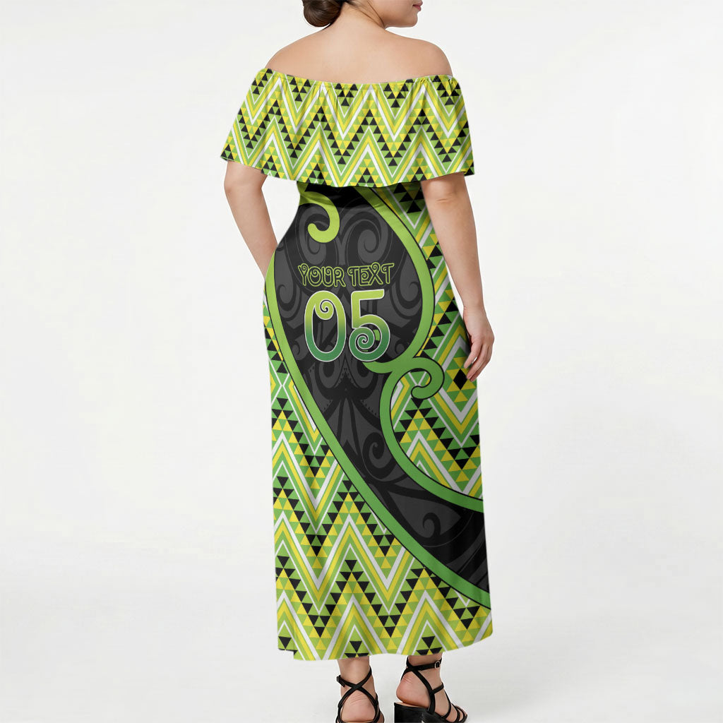 Custom Aotearoa Atua Tanemahuta Off Shoulder Maxi Dress God Of Forests Koru Patterns Koru Patterns