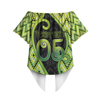 Custom Aotearoa Atua Tanemahuta Off Shoulder Wrap Waist Top God Of Forests Koru Patterns Koru Patterns