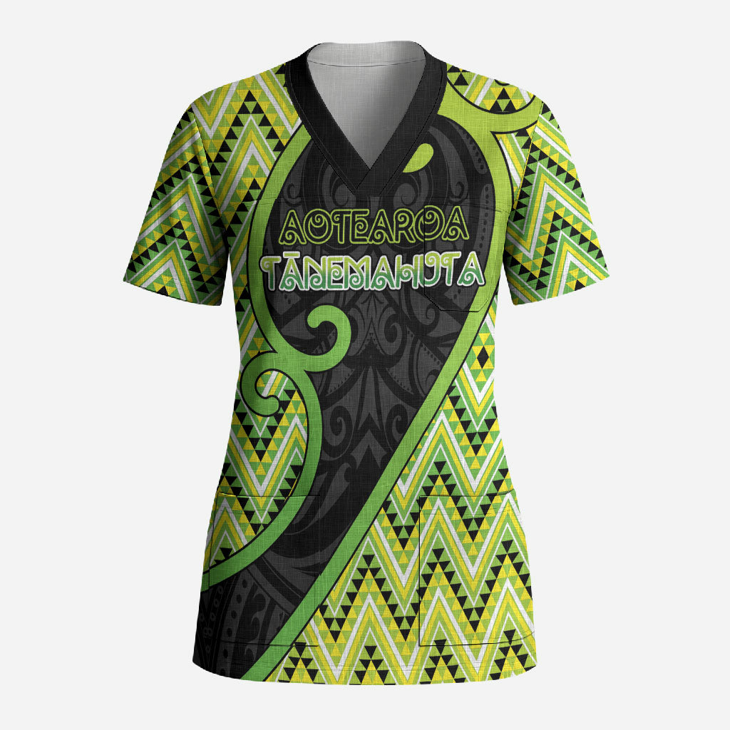 Custom Aotearoa Atua Tanemahuta Scrub Top God Of Forests Koru Patterns Koru Patterns