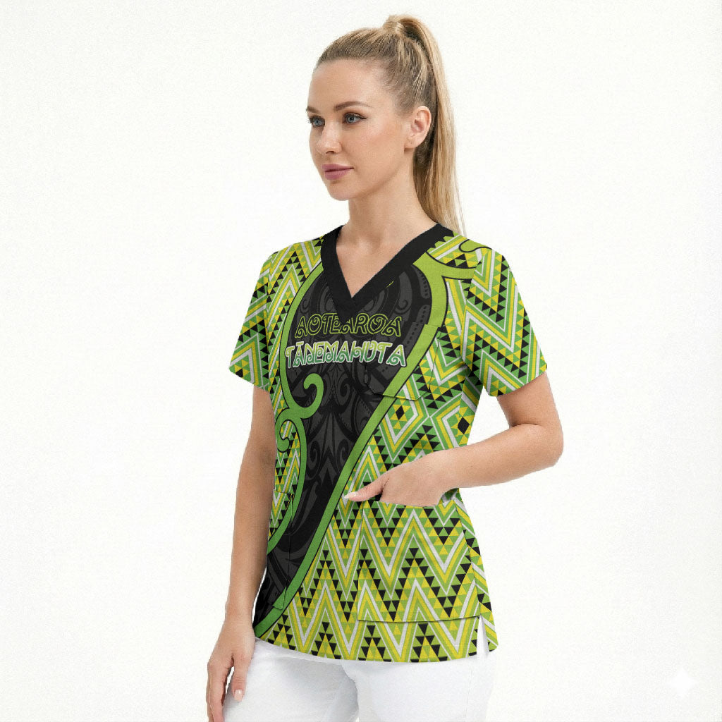 Custom Aotearoa Atua Tanemahuta Scrub Top God Of Forests Koru Patterns Koru Patterns