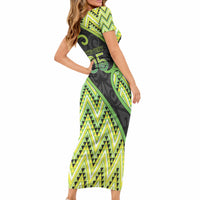 Custom Aotearoa Atua Tanemahuta Short Sleeve Bodycon Dress God Of Forests Koru Patterns Koru Patterns