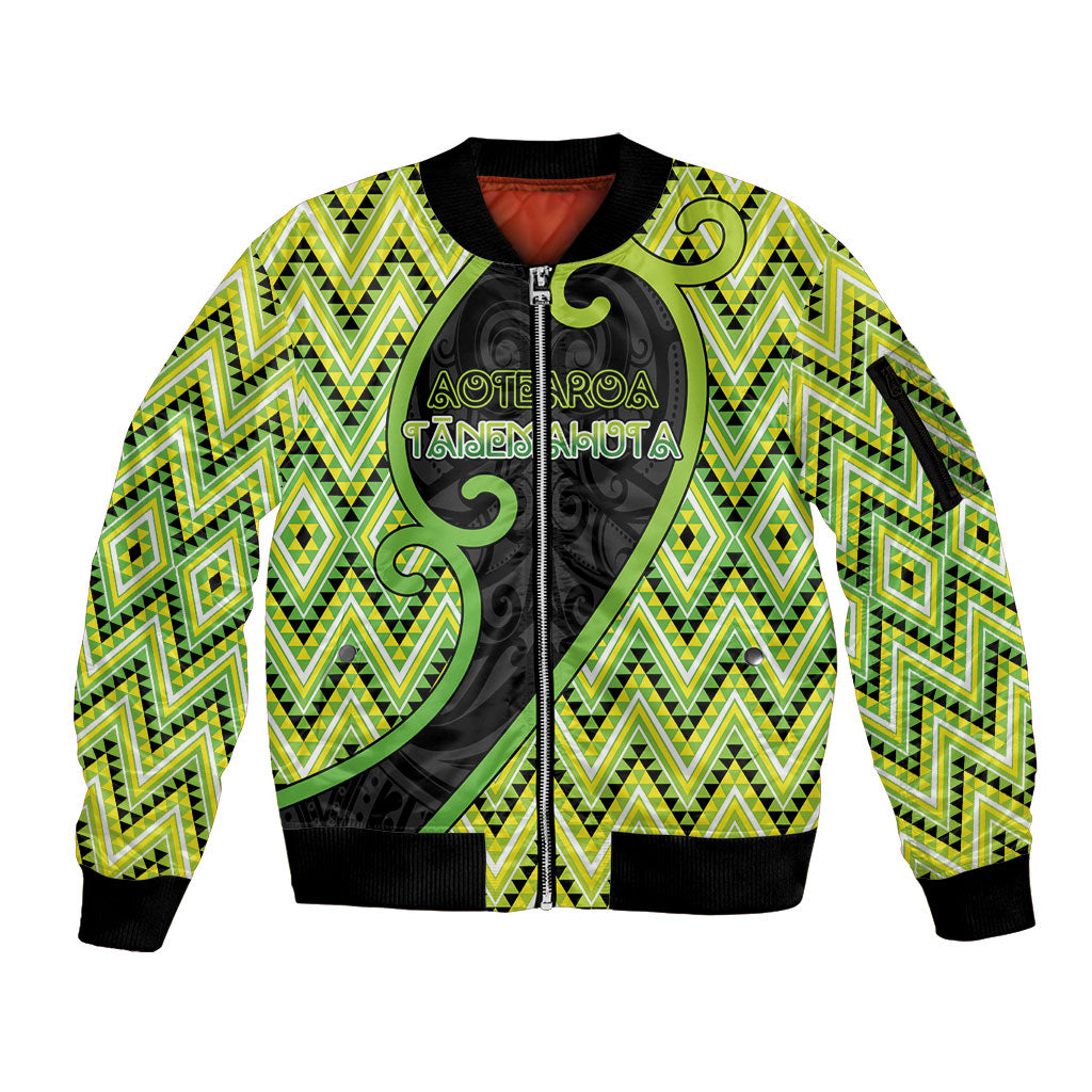 Custom Aotearoa Atua Tanemahuta Sleeve Zip Bomber Jacket God Of Forests Koru Patterns Koru Patterns