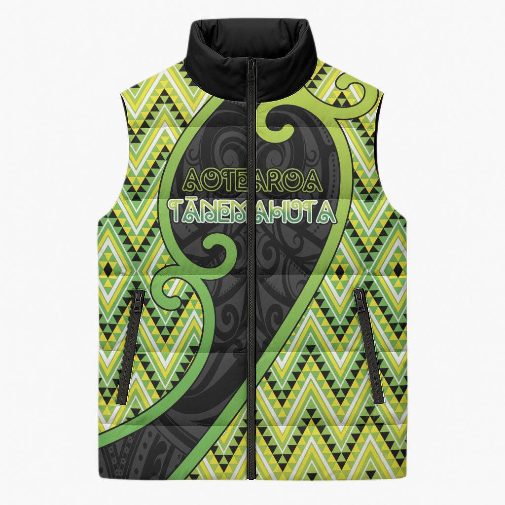 Custom Aotearoa Atua Tanemahuta Sleeveless Puffer Jacket God Of Forests Koru Patterns Koru Patterns