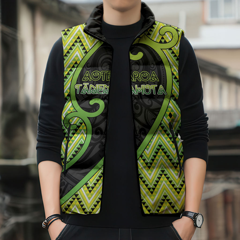 Custom Aotearoa Atua Tanemahuta Sleeveless Puffer Jacket God Of Forests Koru Patterns Koru Patterns