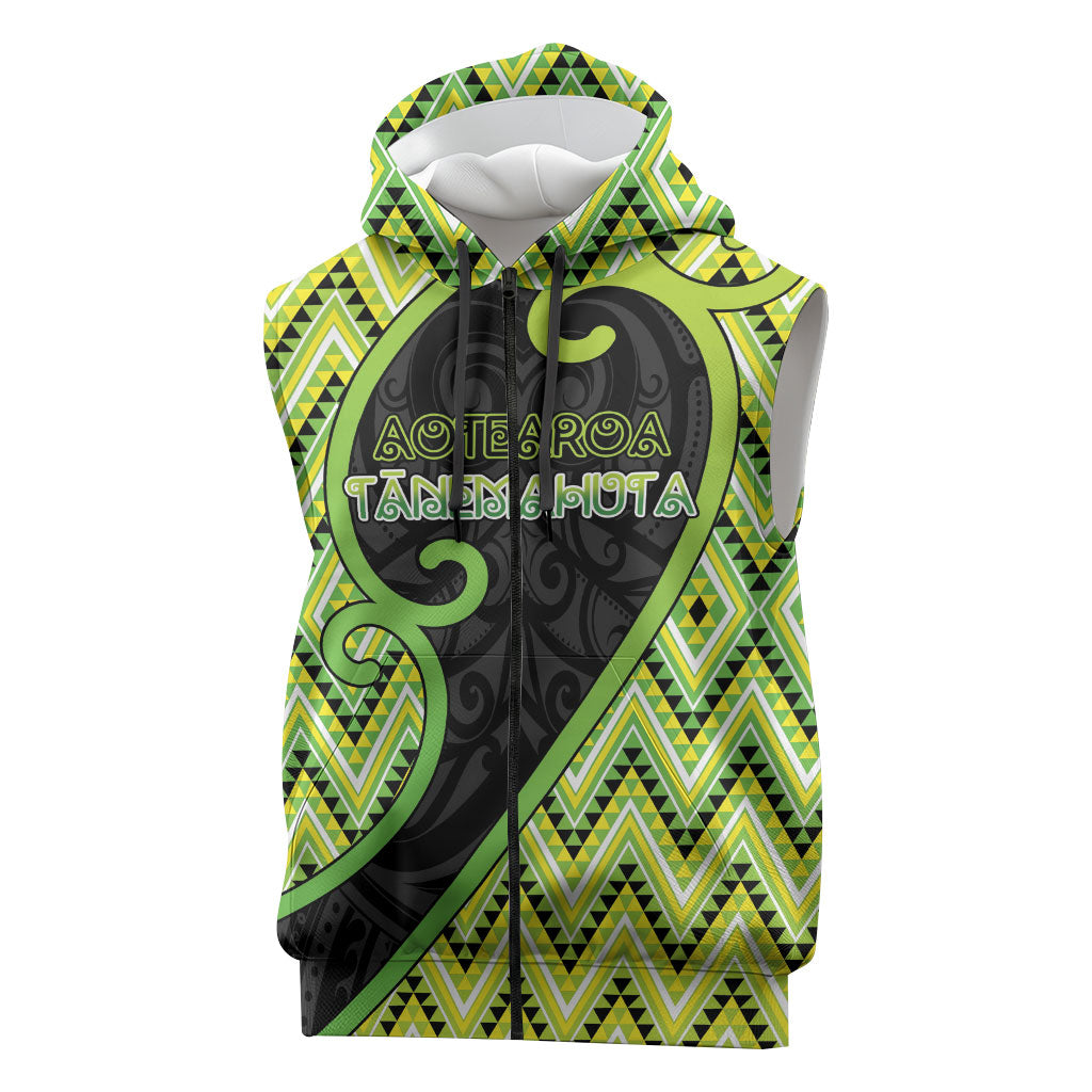 Custom Aotearoa Atua Tanemahuta Sleeveless Zip Hoodie God Of Forests Koru Patterns Koru Patterns