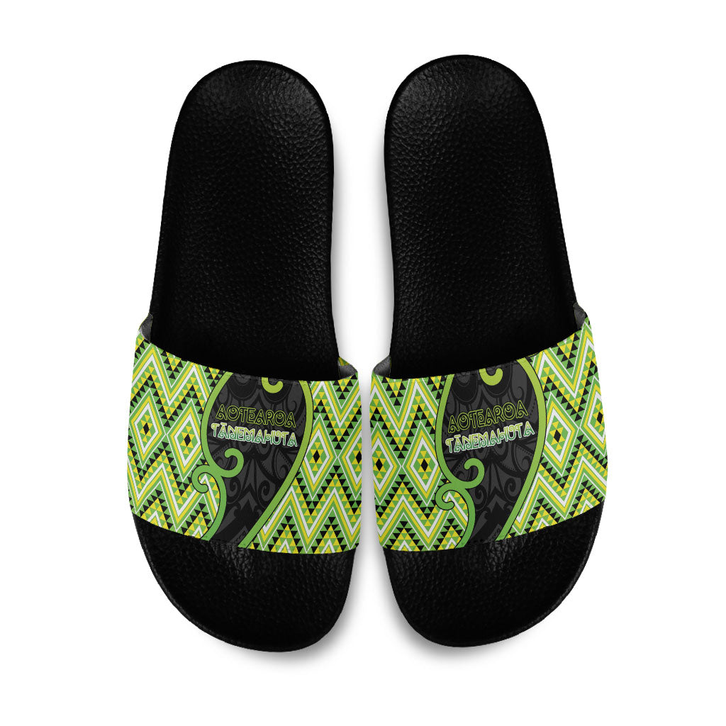 Aotearoa Atua Tanemahuta Slide Sandals God Of Forests Koru Patterns Koru Patterns