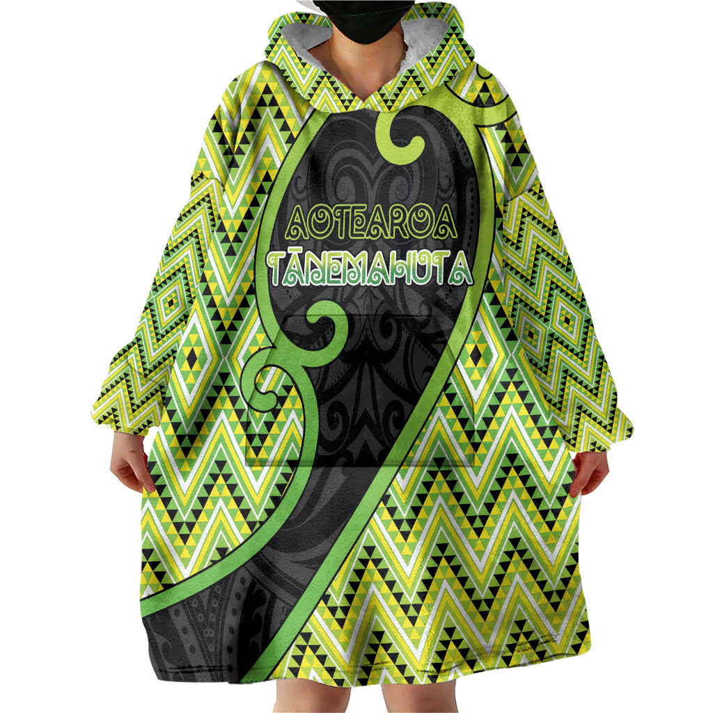 Custom Aotearoa Atua Tanemahuta Wearable Blanket Hoodie God Of Forests Koru Patterns Koru Patterns
