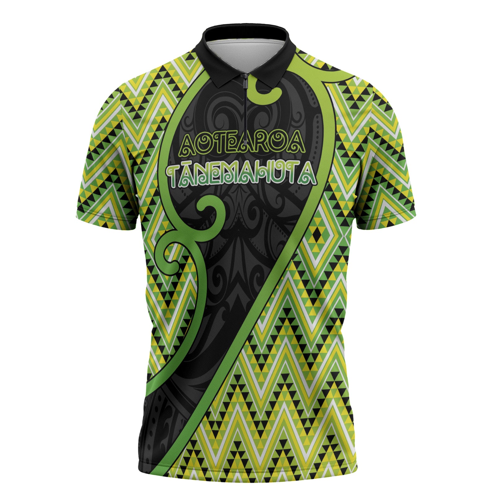 Custom Aotearoa Atua Tanemahuta Zipper Polo Shirt God Of Forests Koru Patterns Koru Patterns