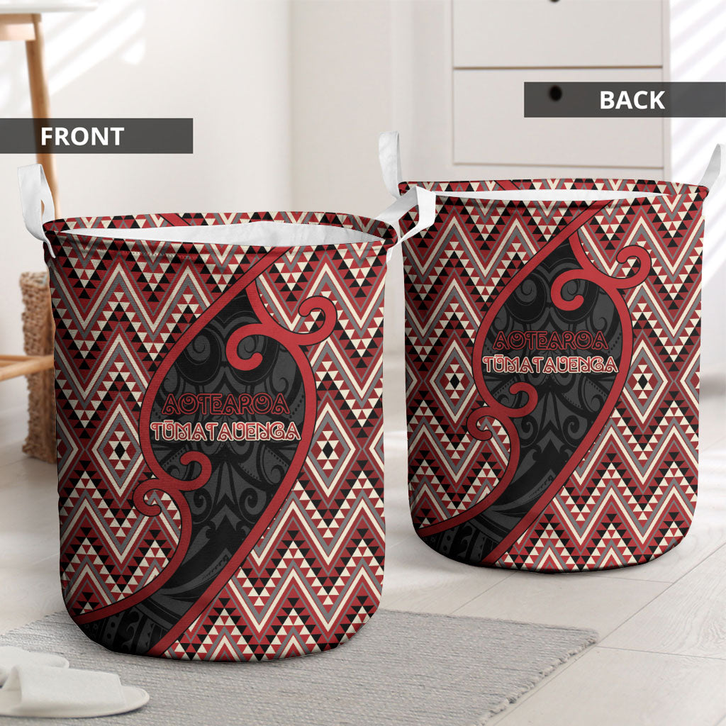 Aotearoa Atua Tumatauenga Laundry Basket God Of War Koru Patterns