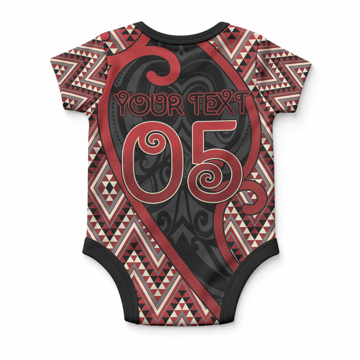 Custom Aotearoa Atua Tumatauenga Baby Onesie God Of War Koru Patterns