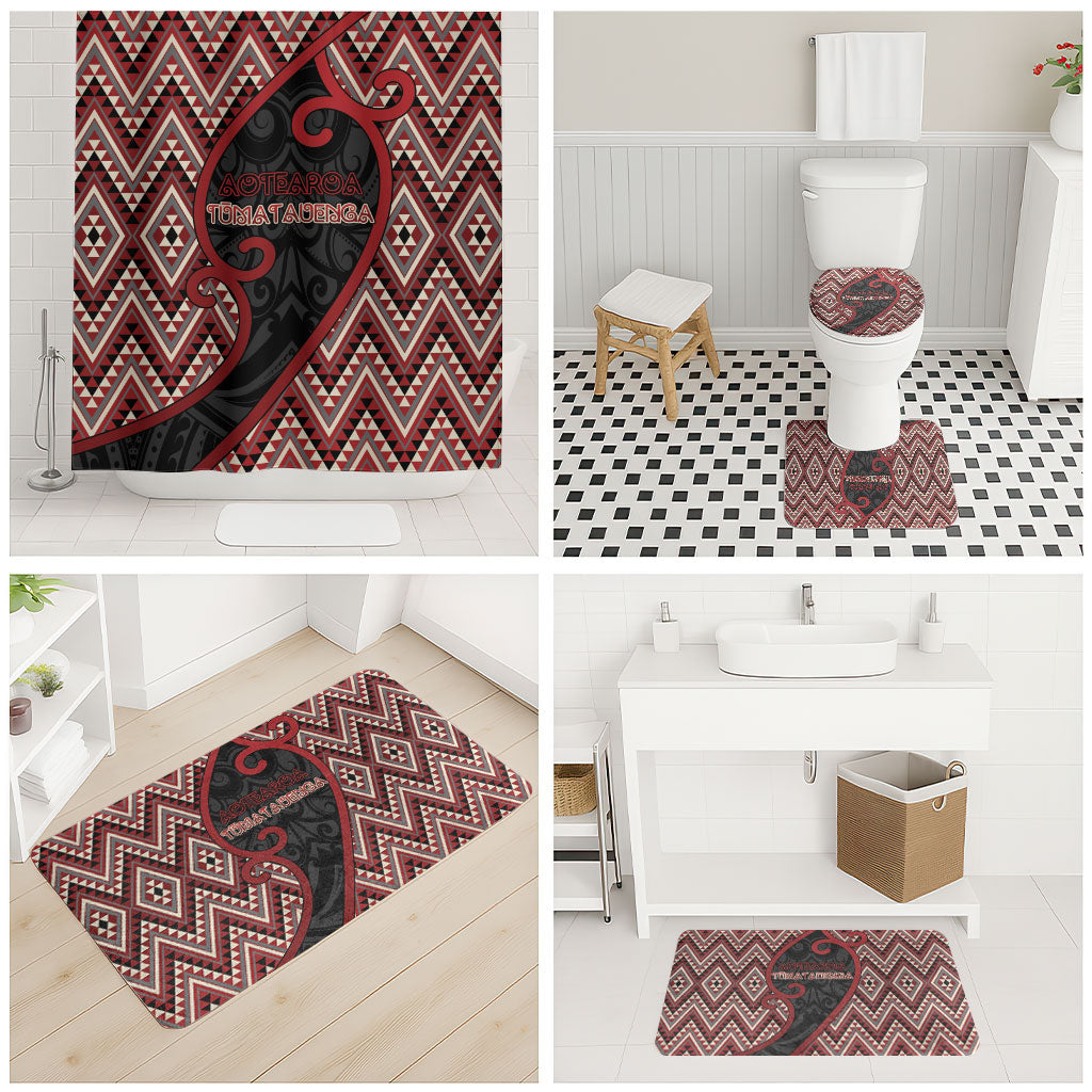 Aotearoa Atua Tumatauenga Bathroom Set God Of War Koru Patterns