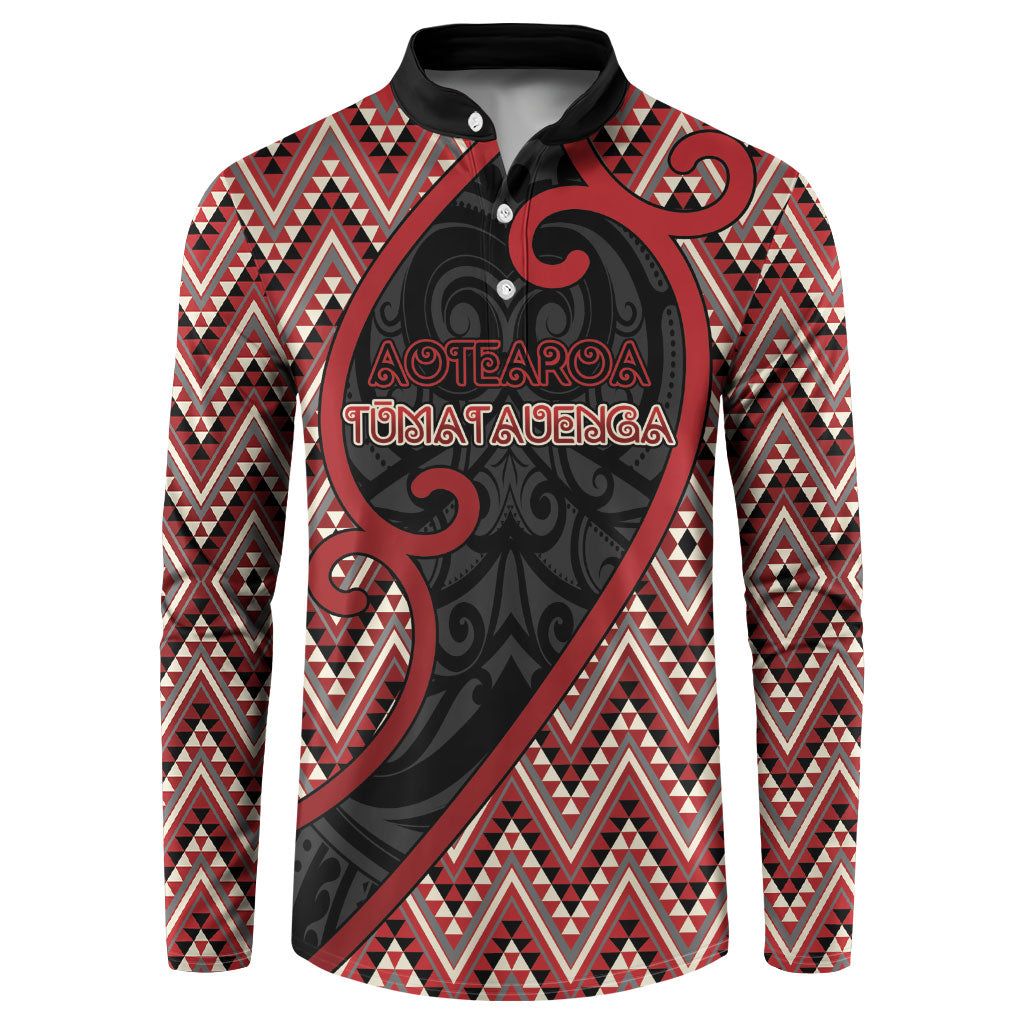 Custom Aotearoa Atua Tumatauenga Button Sweatshirt God Of War Koru Patterns