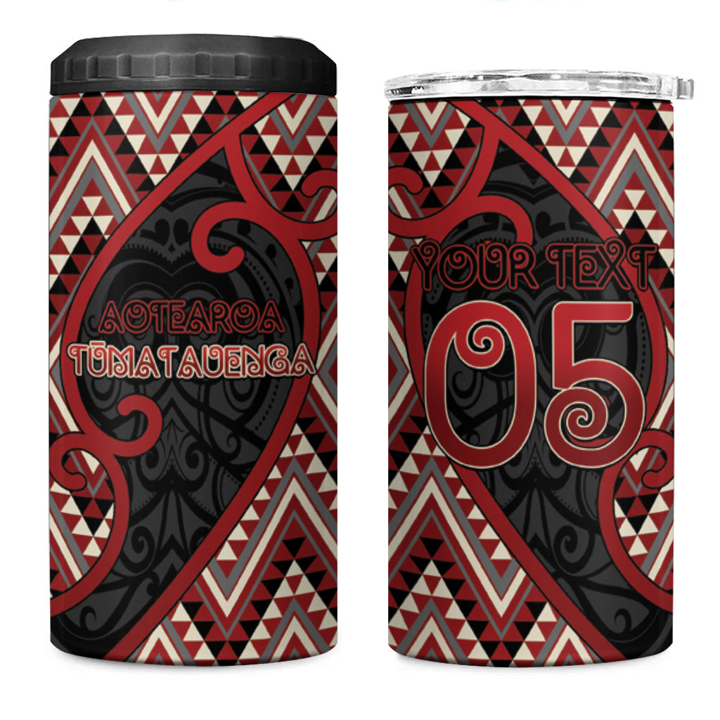 Custom Aotearoa Atua Tumatauenga 4 in 1 Can Cooler Tumbler God Of War Koru Patterns