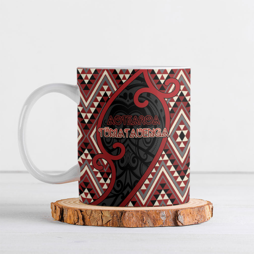 Custom Aotearoa Atua Tumatauenga Ceramic Mug God Of War Koru Patterns