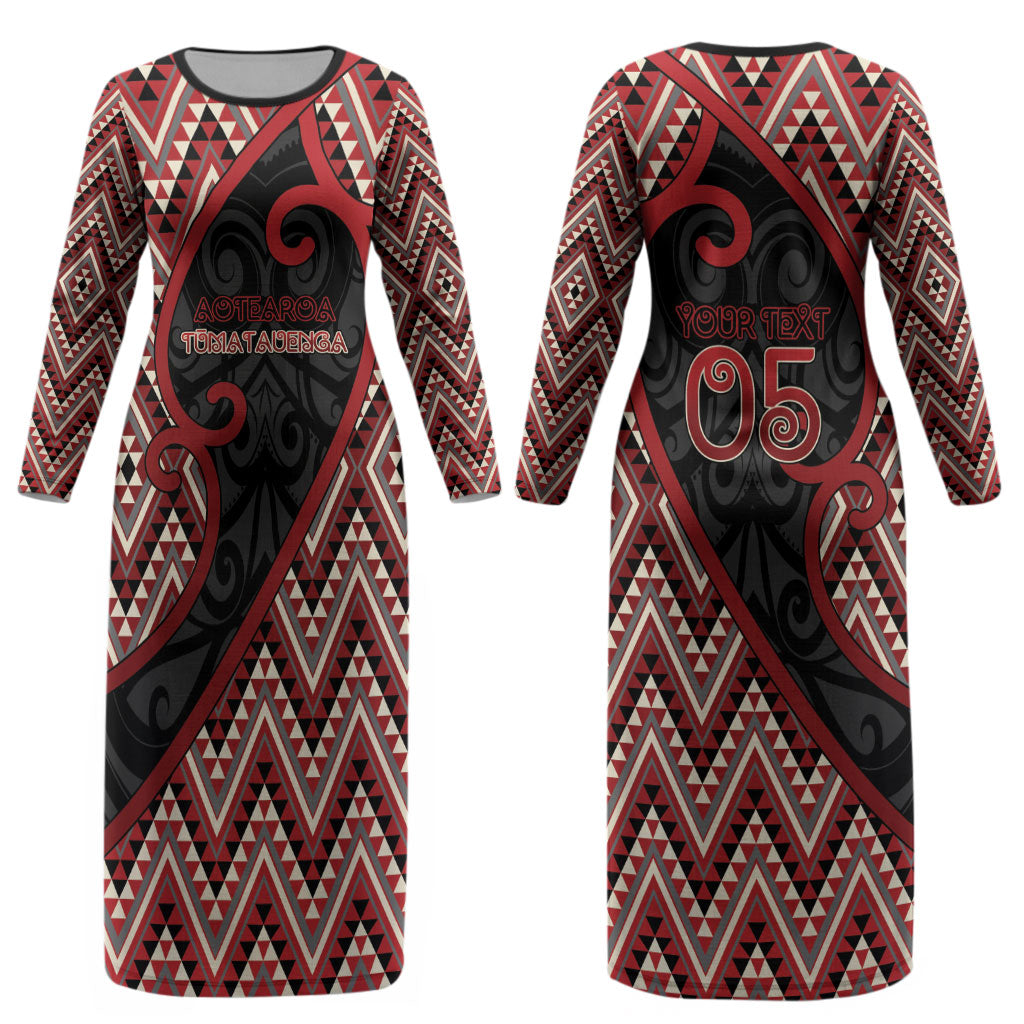 Custom Aotearoa Atua Tumatauenga Couples Matching Long Sleeve Bodycon Dress and Hawaiian Shirt God Of War Koru Patterns
