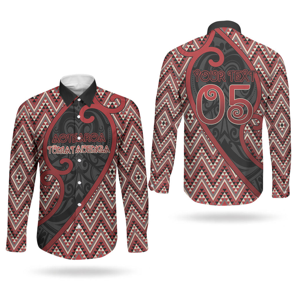 Custom Aotearoa Atua Tumatauenga Couples Matching Long Sleeve Bodycon Dress and Long Sleeve Button Shirt God Of War Koru Patterns