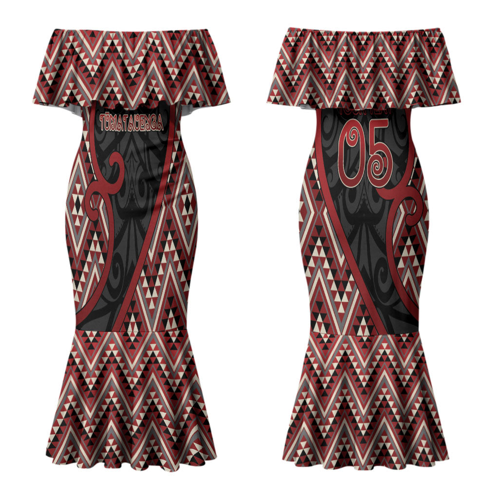 Custom Aotearoa Atua Tumatauenga Couples Matching Mermaid Dress and Hawaiian Shirt God Of War Koru Patterns