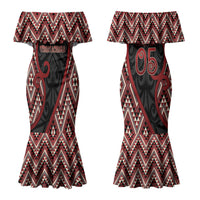 Custom Aotearoa Atua Tumatauenga Couples Matching Mermaid Dress and Long Sleeve Button Shirt God Of War Koru Patterns