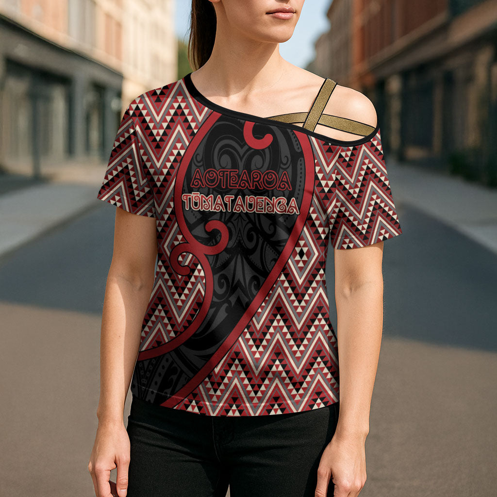 Custom Aotearoa Atua Tumatauenga Cross Shoulder Shirt God Of War Koru Patterns