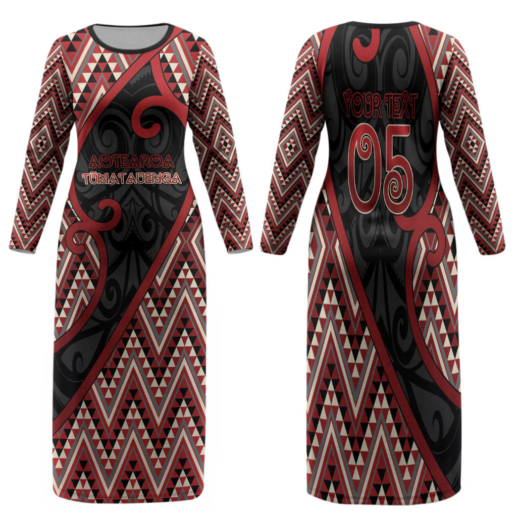 Custom Aotearoa Atua Tumatauenga Family Matching Long Sleeve Bodycon Dress and Hawaiian Shirt God Of War Koru Patterns