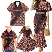 Custom Aotearoa Atua Tumatauenga Family Matching Mermaid Dress and Hawaiian Shirt God Of War Koru Patterns