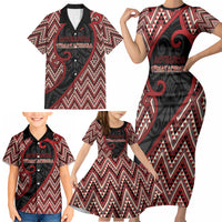 Custom Aotearoa Atua Tumatauenga Family Matching Short Sleeve Bodycon Dress and Hawaiian Shirt God Of War Koru Patterns