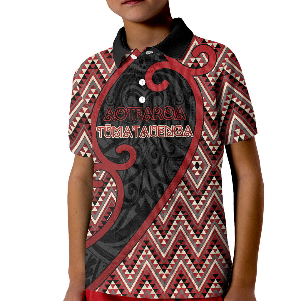 Custom Aotearoa Atua Tumatauenga Kid Polo Shirt God Of War Koru Patterns