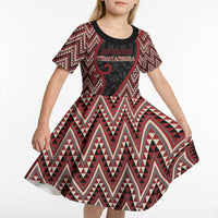 Custom Aotearoa Atua Tumatauenga Kid Short Sleeve Dress God Of War Koru Patterns