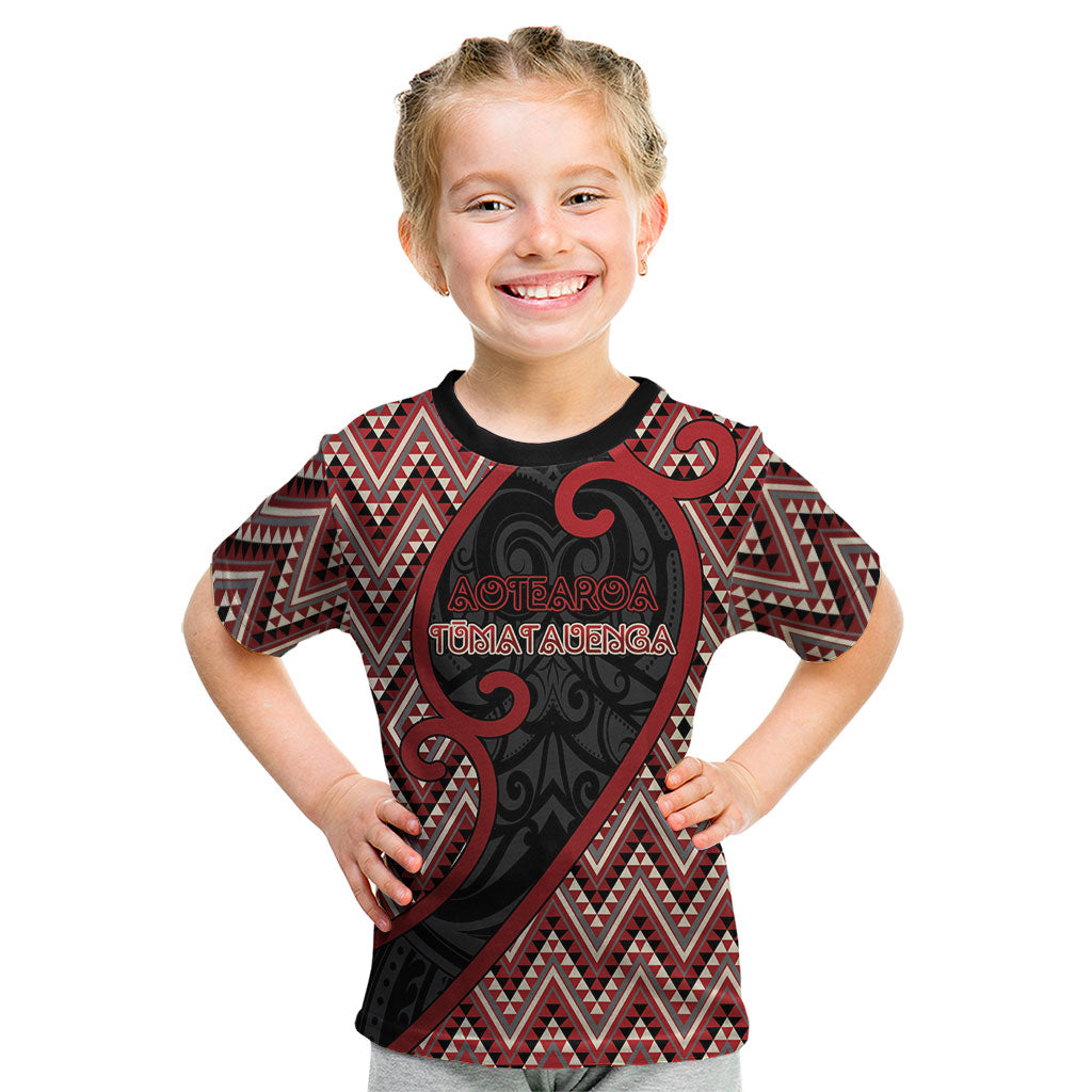 Custom Aotearoa Atua Tumatauenga Kid T Shirt God Of War Koru Patterns