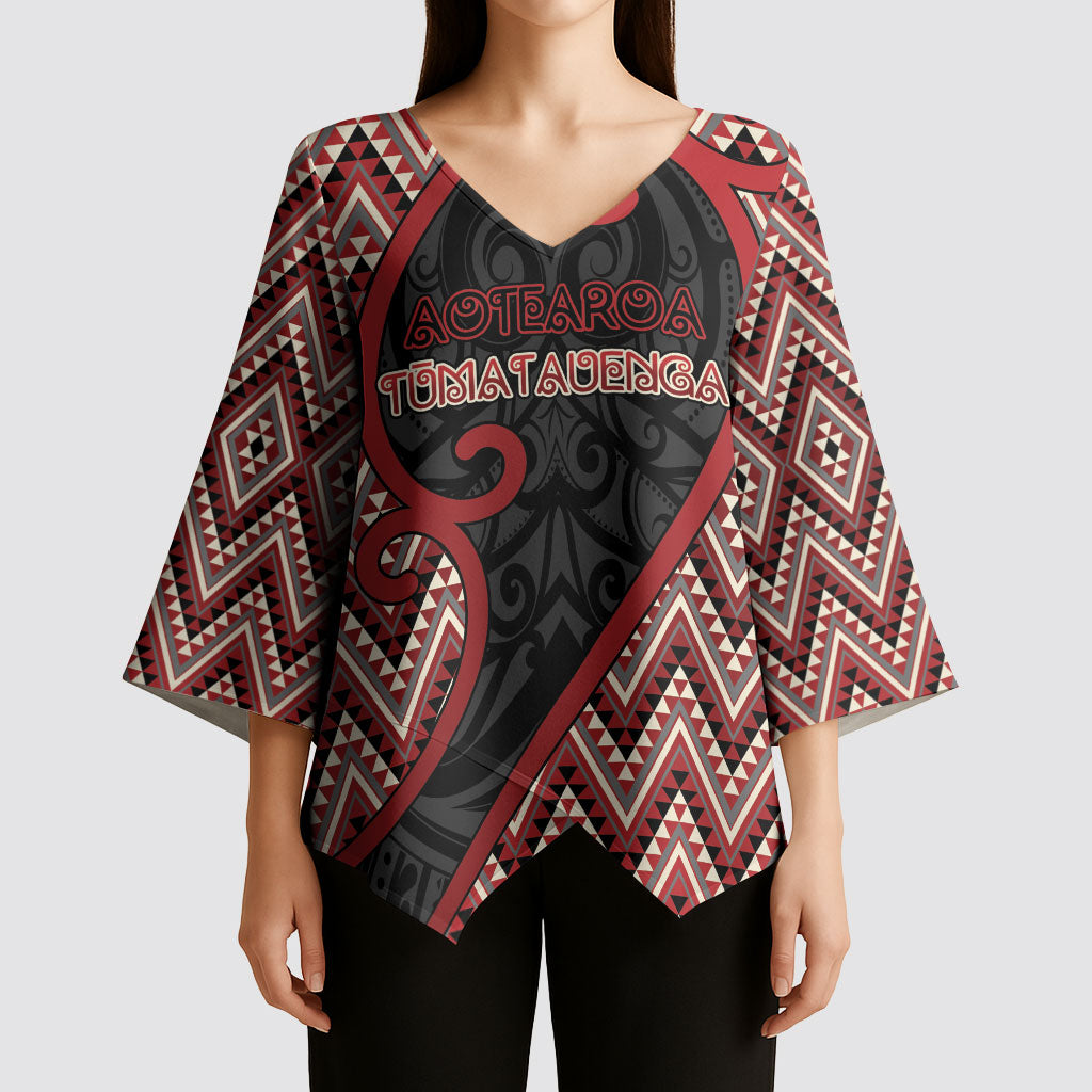 Custom Aotearoa Atua Tumatauenga Kimono Sleeve Blouse God Of War Koru Patterns