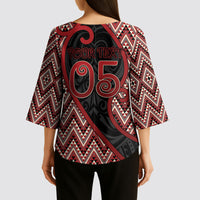 Custom Aotearoa Atua Tumatauenga Kimono Sleeve Blouse God Of War Koru Patterns
