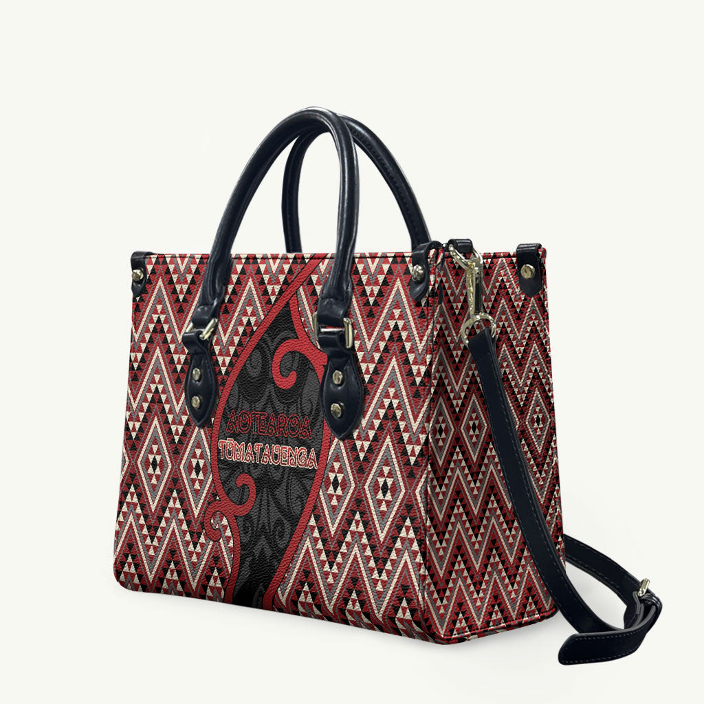 Aotearoa Atua Tumatauenga Leather Bag God Of War Koru Patterns