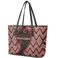 Aotearoa Atua Tumatauenga Leather Tote Bag God Of War Koru Patterns