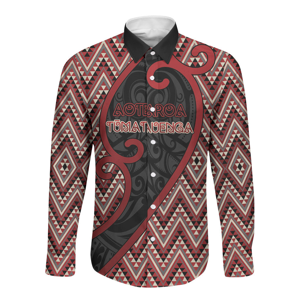 Custom Aotearoa Atua Tumatauenga Long Sleeve Button Shirt God Of War Koru Patterns