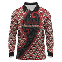 Custom Aotearoa Atua Tumatauenga Long Sleeve Polo Shirt God Of War Koru Patterns