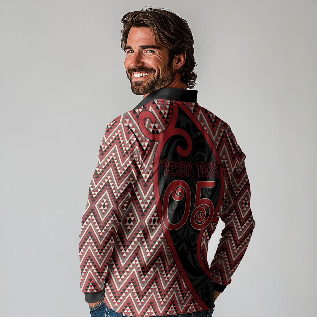 Custom Aotearoa Atua Tumatauenga Long Sleeve Polo Shirt God Of War Koru Patterns