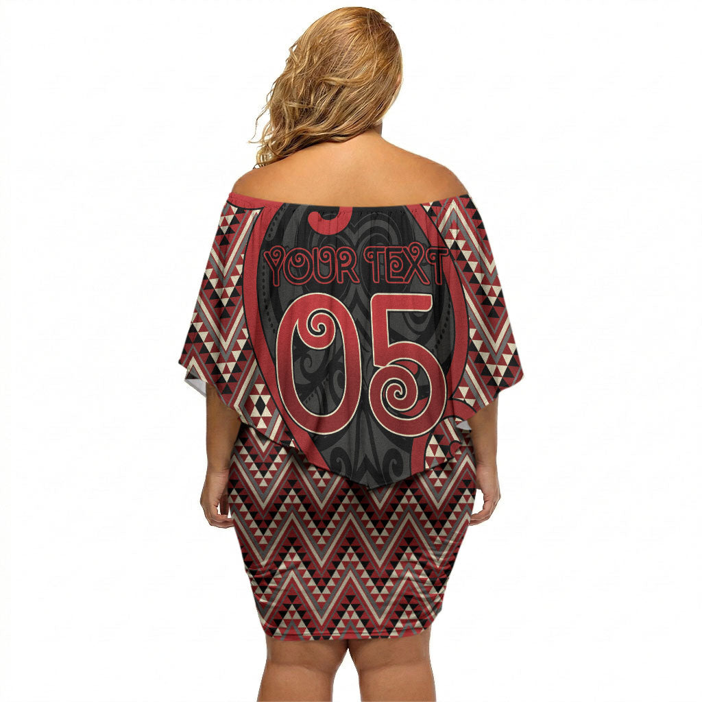 Custom Aotearoa Atua Tumatauenga Off Shoulder Short Dress God Of War Koru Patterns