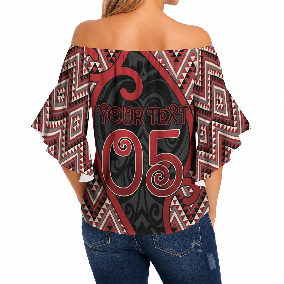 Custom Aotearoa Atua Tumatauenga Off Shoulder Wrap Waist Top God Of War Koru Patterns