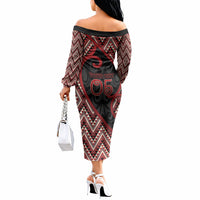 Custom Aotearoa Atua Tumatauenga Off The Shoulder Long Sleeve Dress God Of War Koru Patterns