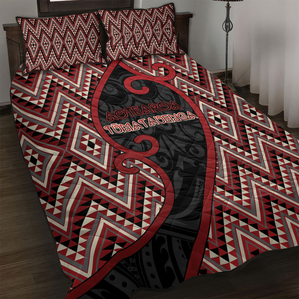 Aotearoa Atua Tumatauenga Quilt Bed Set God Of War Koru Patterns