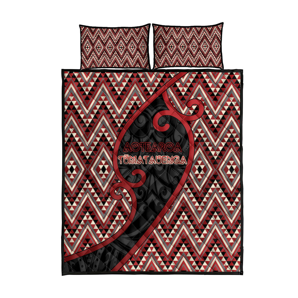 Aotearoa Atua Tumatauenga Quilt Bed Set God Of War Koru Patterns