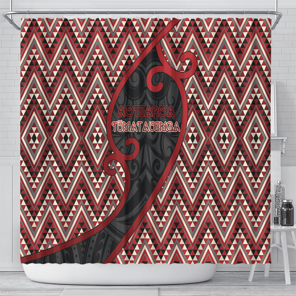 Aotearoa Atua Tumatauenga Shower Curtain God Of War Koru Patterns
