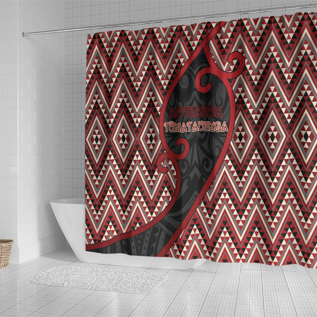 Aotearoa Atua Tumatauenga Shower Curtain God Of War Koru Patterns