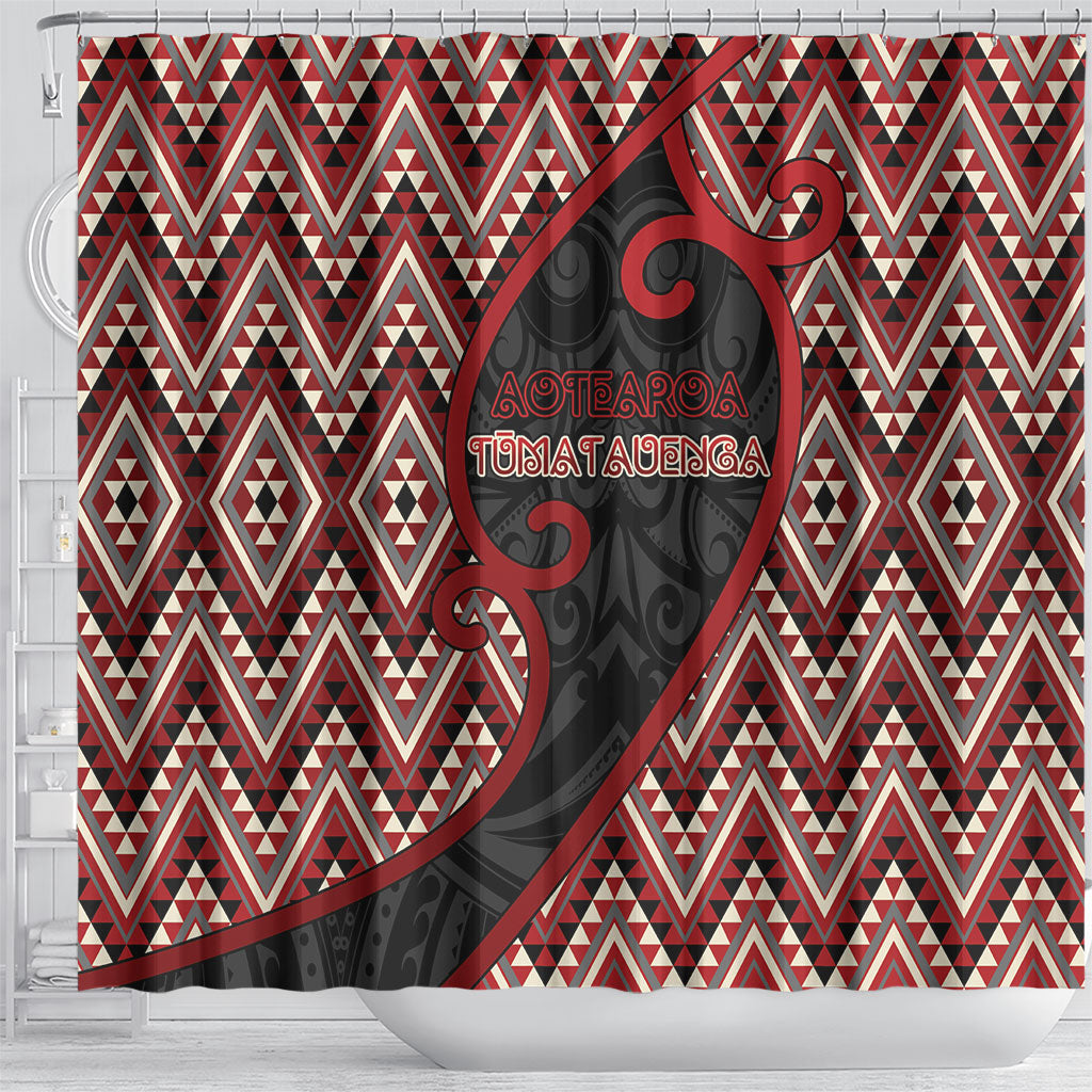 Aotearoa Atua Tumatauenga Shower Curtain God Of War Koru Patterns