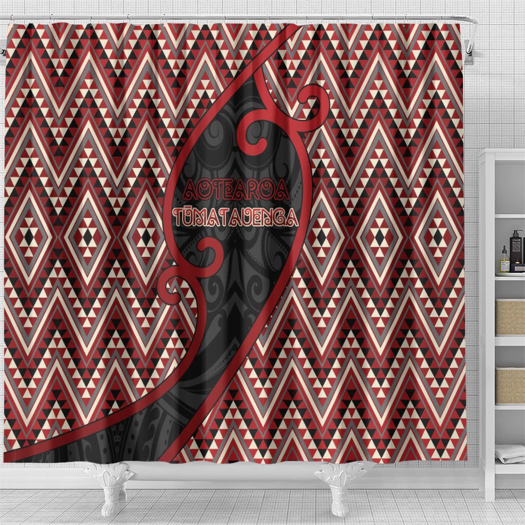 Aotearoa Atua Tumatauenga Shower Curtain God Of War Koru Patterns