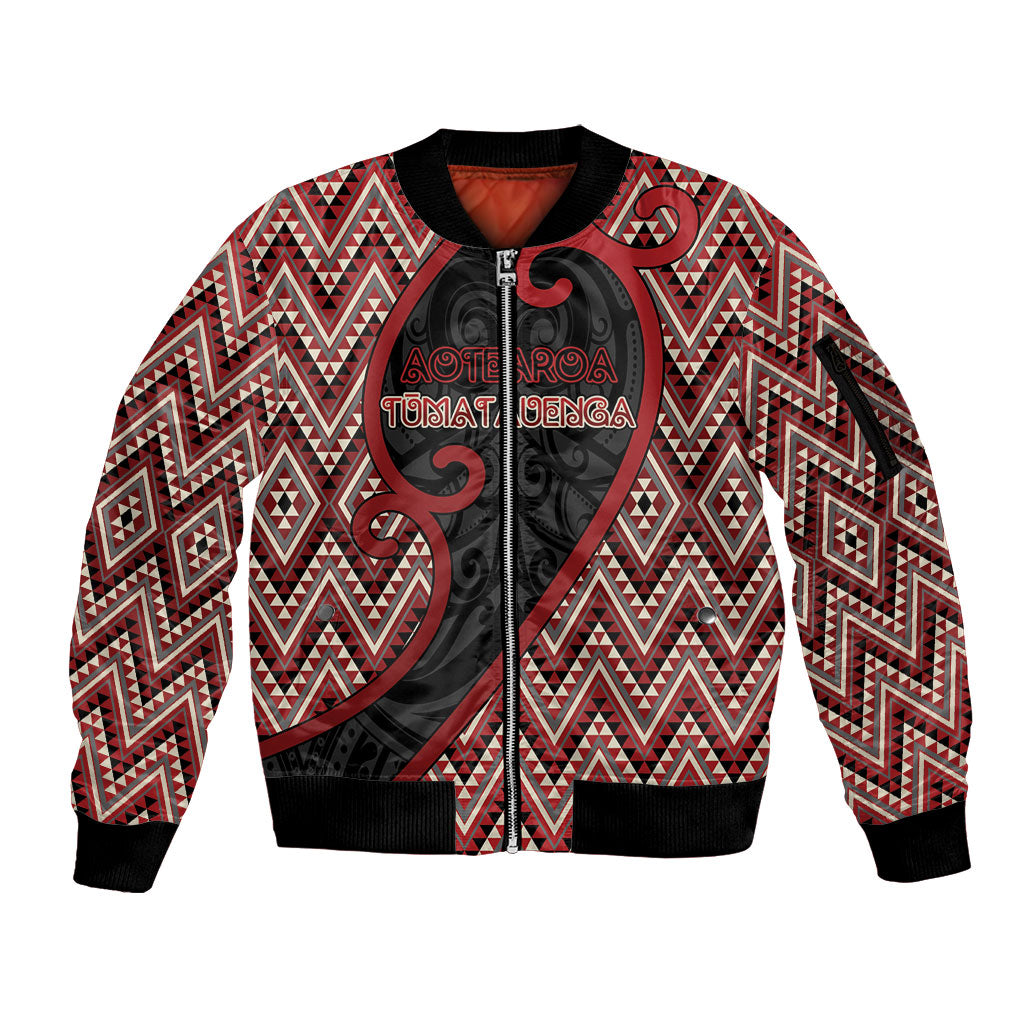 Custom Aotearoa Atua Tumatauenga Sleeve Zip Bomber Jacket God Of War Koru Patterns