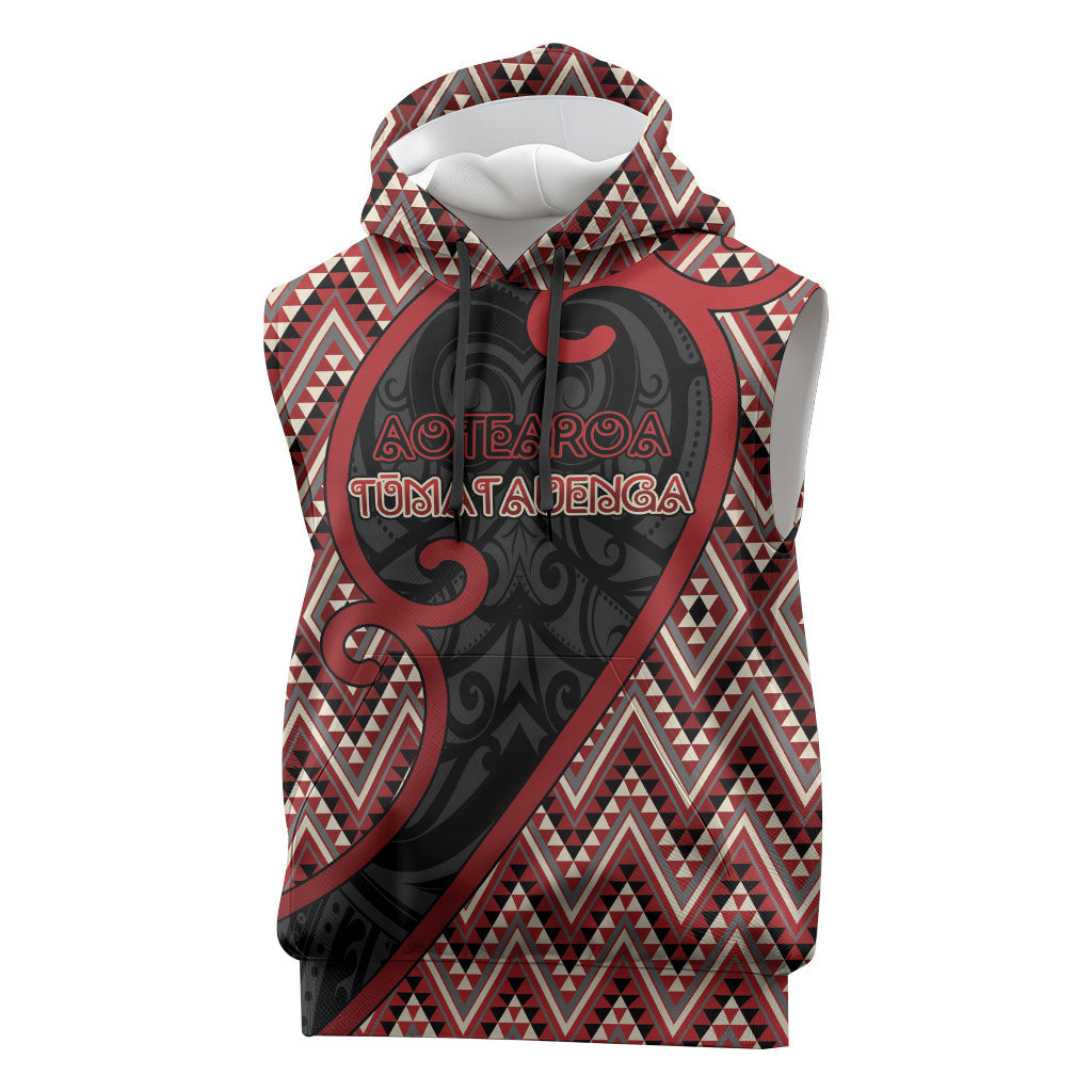 Custom Aotearoa Atua Tumatauenga Sleeveless Hoodie God Of War Koru Patterns