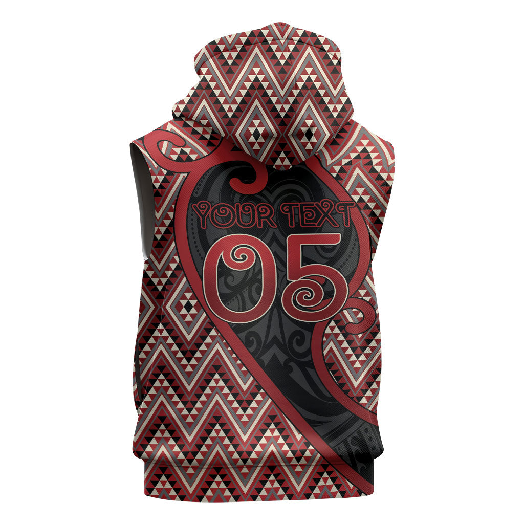 Custom Aotearoa Atua Tumatauenga Sleeveless Zip Hoodie God Of War Koru Patterns